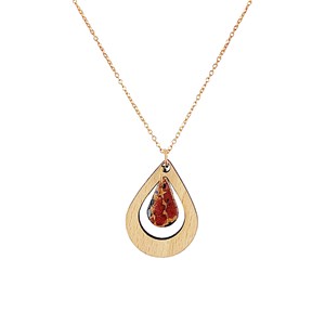 Collier en bois amande caramel