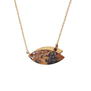 Collier en bois mini-petale caramel