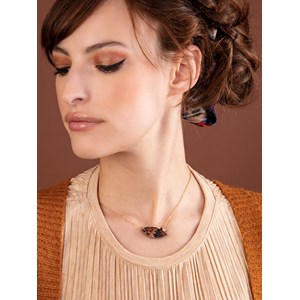 Collier en bois mini-petale caramel