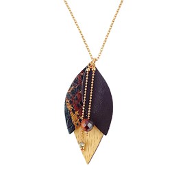 Collier en bois tulipe caramel
