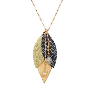 Collier en bois tulipe olive