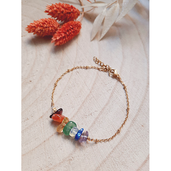 Ensemble Bijoux Chico's - Bracelet Extensible Multicolore Ton Or Et Boucles D'oreilles Pendantes Assorties - Neuf Avec étiquettes
