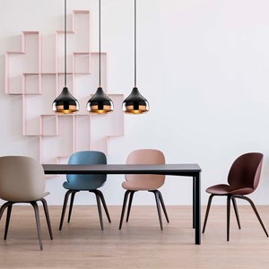 3 suspensions noires et cuivrées