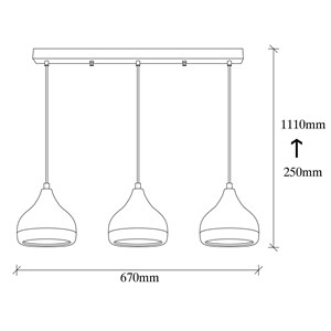 3 suspensions noires et cuivrées