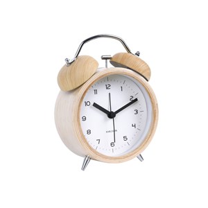 Réveil design bois classic bell - blanc