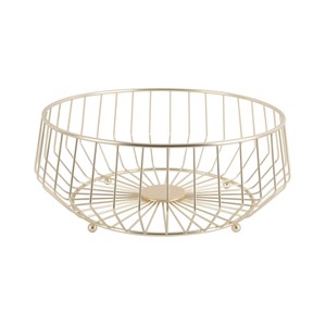 Grande corbeille à fruits en métal doré