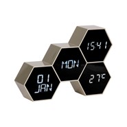 Réveil six hexagonale or