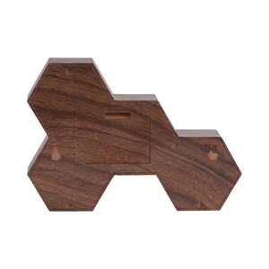 Réveil six hexagonale marron effet bois