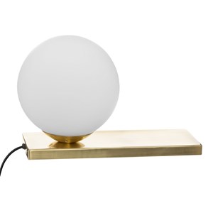 Lampe boule à poser avec base doré - h.