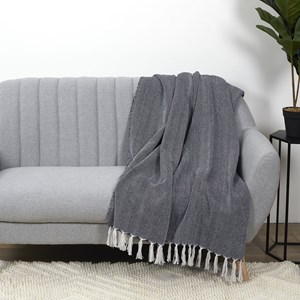 Plaid imprimé géométrique avec franges