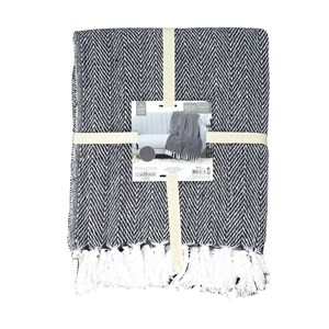 Plaid imprimé géométrique avec franges