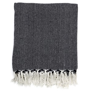 Plaid imprimé géométrique avec franges