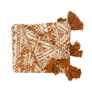 Plaid en coton à pompons - 120 x 150 cm