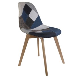 Chaise patchwork bleu gris