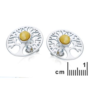 Boucle d'oreille argent ambre