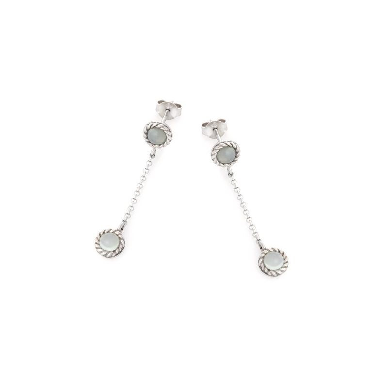 Boucle d'oreille argent agate aqua