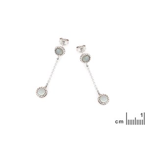 Boucle d'oreille argent agate aqua