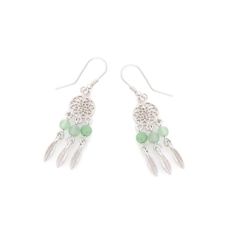 Boucles d'oreilles aventurine argent