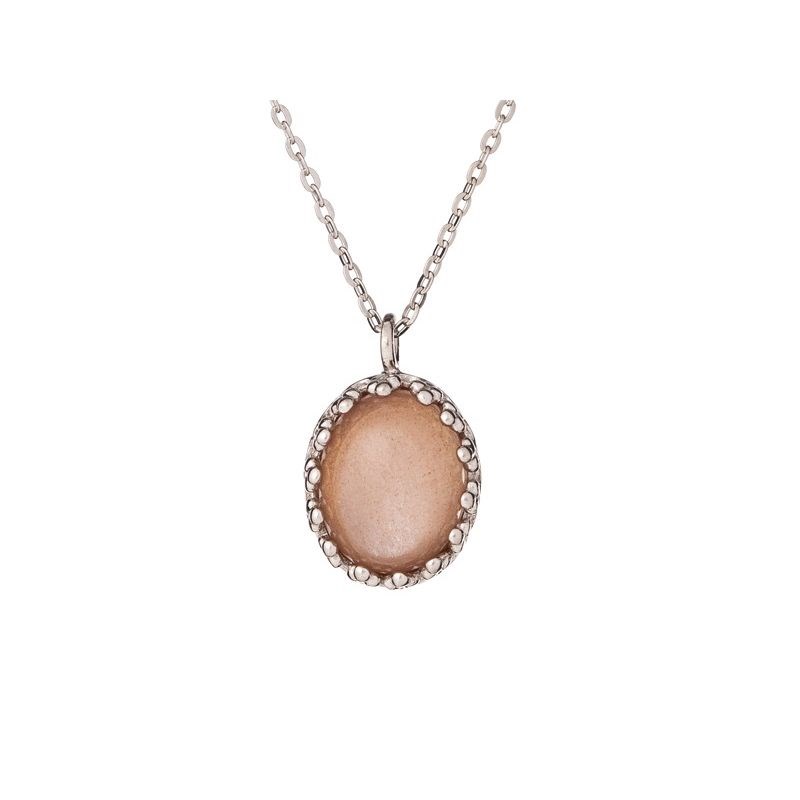 LaMaisonDelAmbre - Collier argent pierre de lune rose