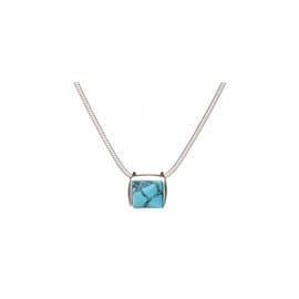 Collier turquoise reconstituee argent