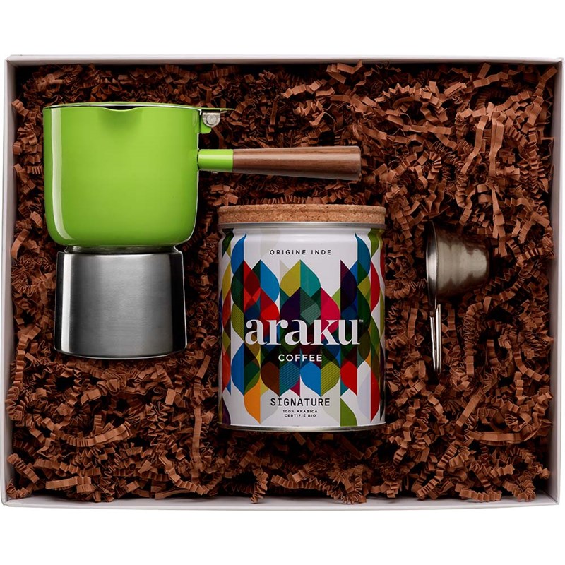 Cafetière Italienne Araku Moka Verte - Araku : Café de Spécialité