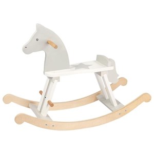 Cheval à bascule en bois naturel et bla