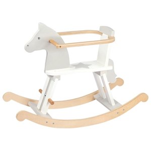Cheval à bascule en bois naturel et bla
