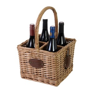 Panier porte-bouteille en osier 4 cases