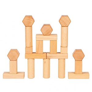 Jeu de construction en bois naturel