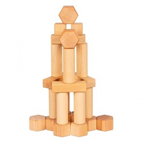 Jeu de construction en bois naturel