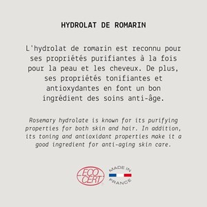 Hydrolat de romarin - 250 ml + pompe