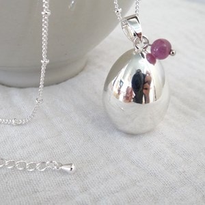 Bola goutte argent, juillet rubis