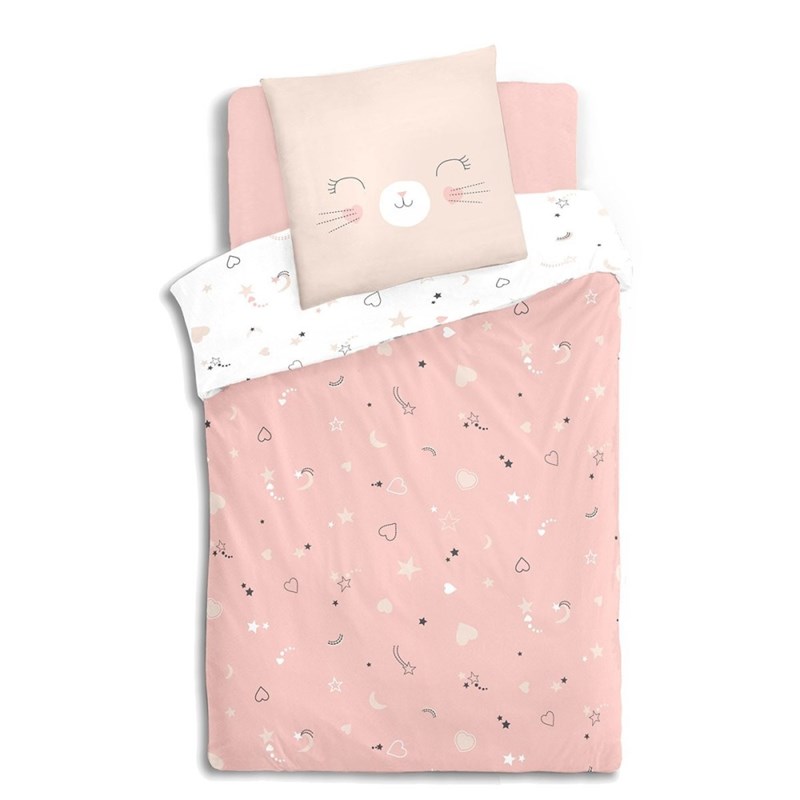 Housse de couette enfant 140x200 chat +