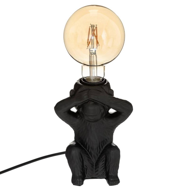 Lampe socle céramique singe yeux noir h1