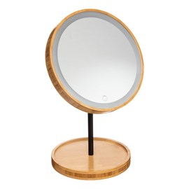 Miroir led sur pied en bambou