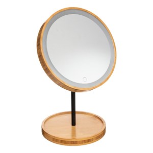 Miroir led sur pied en bambou