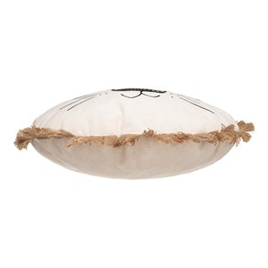 Coussin rond lion franges 38 cm