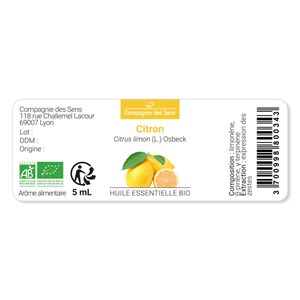 Citron (citrus limon) - huile essentielle bio - 30ml garantie chromacert® - chém