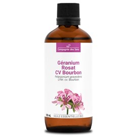 Géranium rosat cv bourbon - huile essentielle bio - 100ml garantie chromacert® -