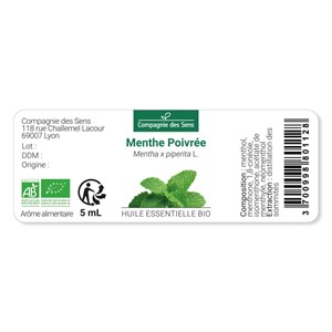 Menthe poivrée (mentha piperita)  - huile essentielle bio - 100ml garantie chrom