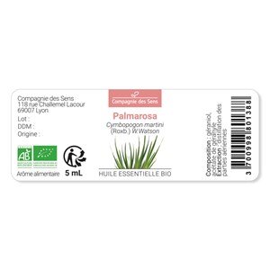 Palmarosa (cymbopogon martini) - huile essentielle bio - 30ml garantie chromacer