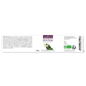 Myrte rouge  (myrtus communis) - huile essentielle bio - 10ml garantie chromacer