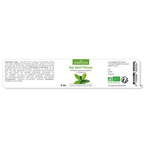 Bay saint thomas - huile essentielle bio - 10ml garantie chromacert® - chémotypé