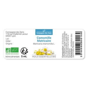 Camomille matricaire - huile essentielle bio - 5ml garantie chromacert® - chémot