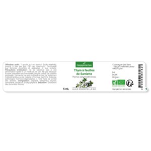 Thym à feuilles de sarriette - huile essentielle bio - 10ml garantie chromacert®