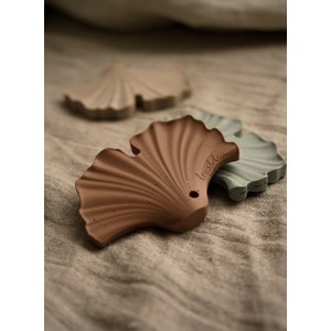 Hochet de dentition gingko marron