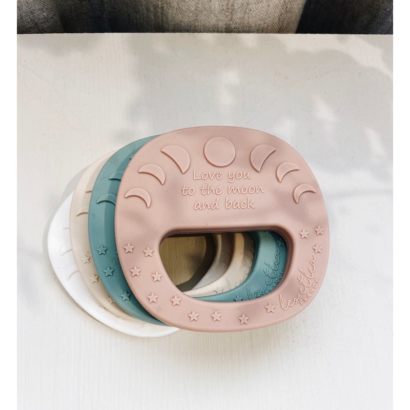 Hochet de dentition lune rose