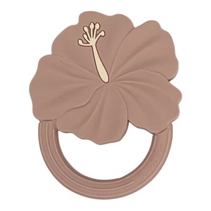 Hochet de dentition hibiscus rose