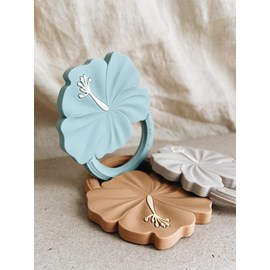 Hochet de dentition hibiscus bleu