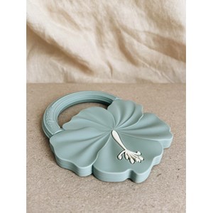 Hochet de dentition hibiscus bleu